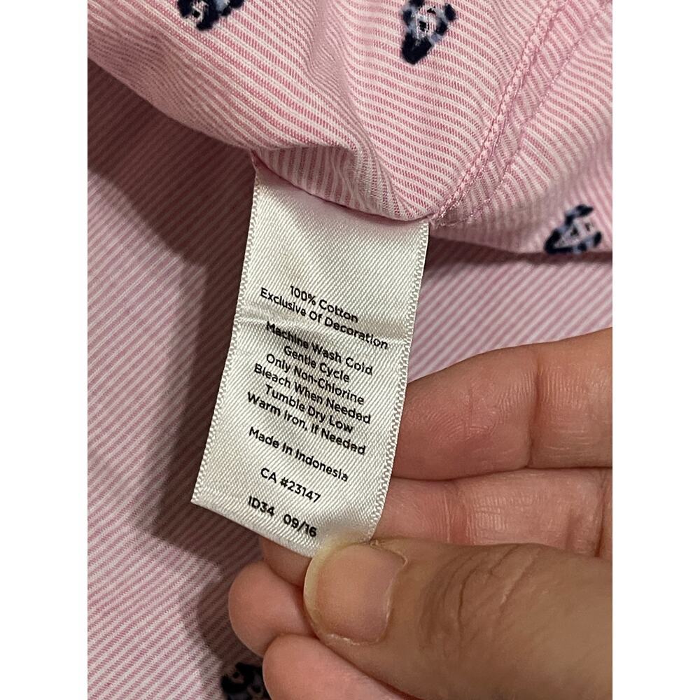 Talbots SZ Small Petite Pink Long Sleeve Button Up Dress Shirt Striped Nautical - Picture 8 of 8